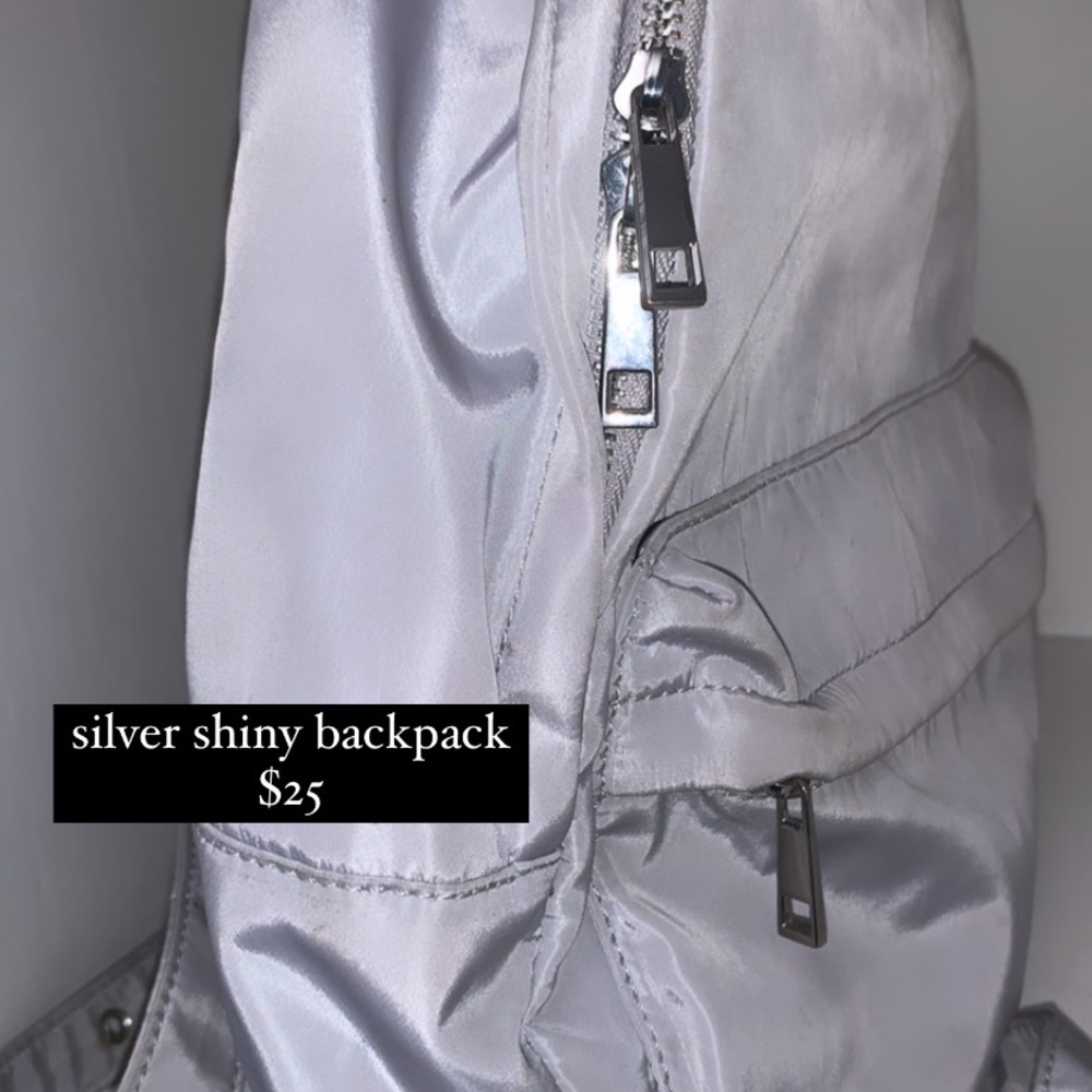 silver backpack